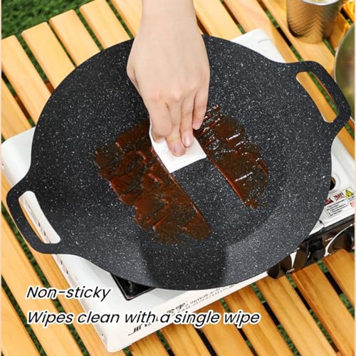 Korean BBQ Grill Pan,Iron Round Grill Pan Nonstick Heat Resistant Round Grilling Tray for Pork Belly Pancakes(36CM) - Image 5
