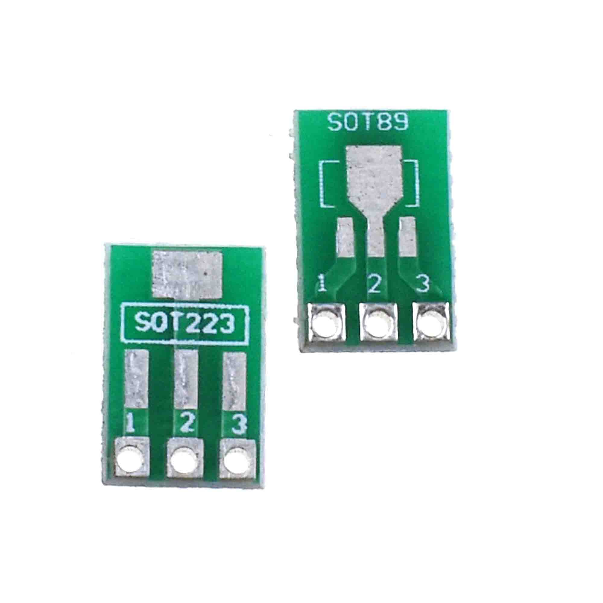 Reland Sun 10PCS SMD to DIP Adapter PCB Proto Board Kit SOP8 SOP10 SOP14 SOP16 SOP20 SOP24 SOP28 0402/0603/0805 SMT SOT89/SOT223 TQFP100 QFN32 QFN44/48 Adapter board (SOT89-SOT223)