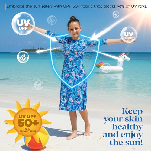Image of Shira Modest Girls Swim Dress | 3 /4 Sleeve Swimdress, Full Coverage Bathing Suit | Tznius UPF 50+ Quick-Dry