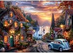 Jigsaw Puzzles for Adults 1000 Pieces Autumn Lakeside Town Mountain Puzzles Impossible Hard Difficult Challenging Puzzles Sunset Natural Landscape Jigsaw Puzzle 1000 Pieces 28 x 20 inch