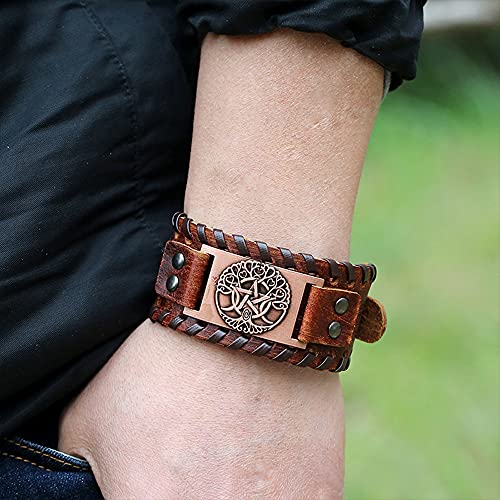 TURTLEDOVE 2 PCS Viking Tree of Life Leather Bracelet - Triple Moon Wristband of Pagan Amulet4