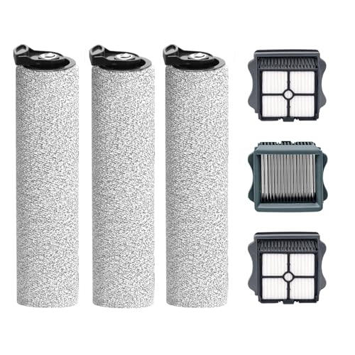 Only Floor ONE S5 Steam Roller Brush Replacement and Vacuum Filter Kit Compatible with Tineco Floor ONE S5 Steam Corded Wet Dry Vacuum Replacement Parts,3 Roller Brushes,3 Filters,1 Cleaner Brush