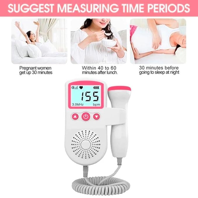 Image of Portable Fetal Doppler Heart Rate Monitor Home Baby Fetal Heart Doppler Your Portable Pregnancy Companion with 50-230M Measuring Hz, LCD Display, and Pocket Size Monitor for Pregnancy - (Pink)