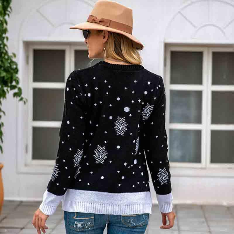 Women's Reindeer Pattern Christmas Sweater Jacquard Casual Pullover Autumn and Winter Knitted Sweater2