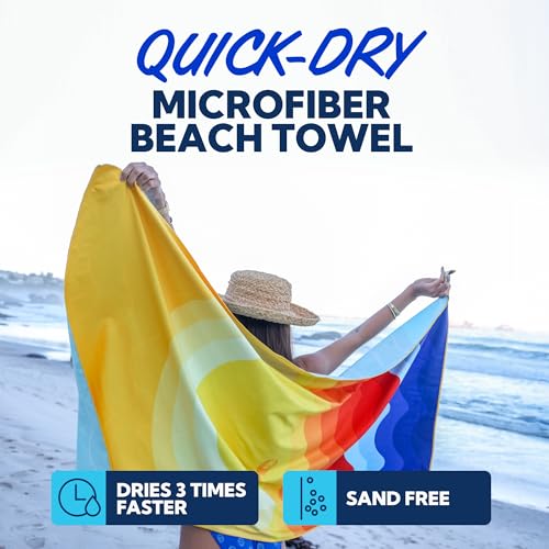 Image of SUN NINJA Quick Dry Towel, Microfiber Beach Towel 63x32in, Sunset