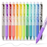 Four Candies Erasable Gel Pens, 12 Colors Retractable Fine Point 0.7mm Erasable Pens, Make Mistakes Disappear Colored for Writing, Drawing, Planner & School Supplies