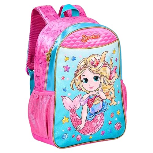 Mochila Costa Sereia Menina Infantil Grande Escolar