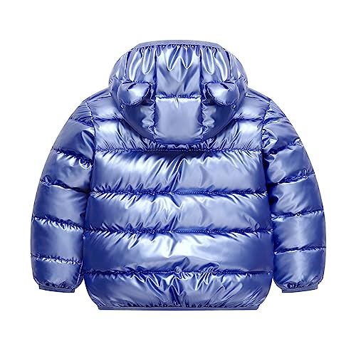 Boys Winter Coat Large Cartoon Luminous Rabbit Pattern Bear Ears Hooded Coat Jacket Little Boys (Sky Blue, 12-18 Months)4