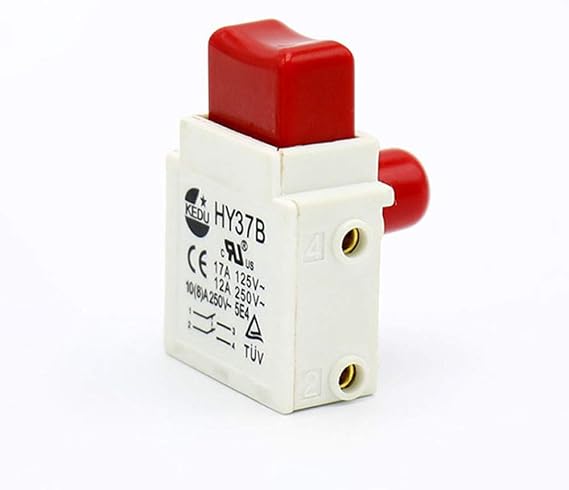 2Pcs KEDU HY37B Electric Tool Trigger Switch 125/250V 17/12/10/8A Hand-Held Power Tool Switches for Lawn Mowers and Garden Tools Dust-Proof and Lock Off Function CE UL TUV