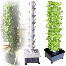 Hydroponic Tower, 45 Holes Aquaponics Growing System Mesh Pots, Soilless Growing, 15 Tier Aeroponic Grow Kit for Herbs, Fruits and Vegetables with Moisturizing Pump, Adapter