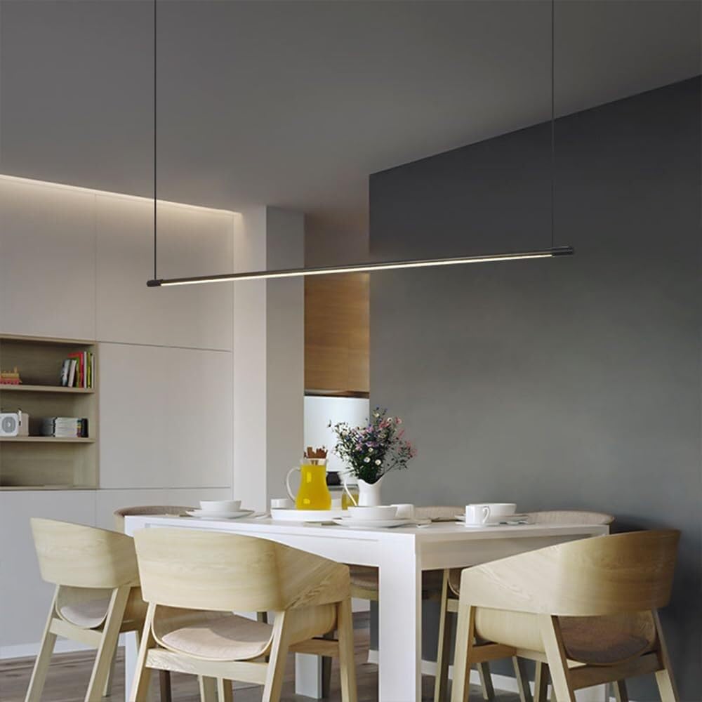Lámparas Colgantes lineales LED para Cocina, Ideales para Colocar sobre la Isla de la Cocina. Lámparas Colgantes Modernas de Tira Larga de 4500 K para Comedor y Oficina (Negro, 120 cm/47,24