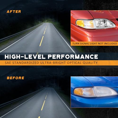 WEELMOTO Halogen Headlights for 1994-1998 Ford Mustang (w/Cobra) Headlight Assembly Pair Replacement for 1994 1995 1996 1997 1998 Driver and Passenger Side Chrome Housing by WEELMOTO - Image 7