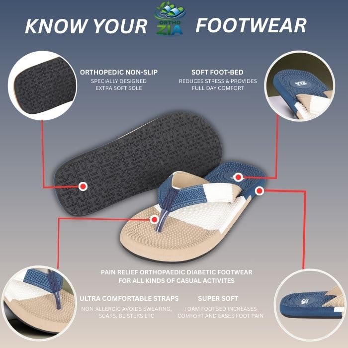 Image of Men's Orthopedic Comfort Flip Flops Slippers | Cushioned Footbed | Anti-Slip Sole | Men,s Slippers