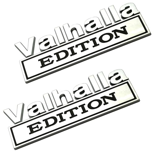 Image of 2pcs 7 inch Vikings Valhalla Edition Auto Emblems Truck Badge 3D Car Bumper Sticker Valhalla Edition Badges Decals Replacement Universal SUV Side Rear Trunk Door Viking Seasons (2, Chrome Black)