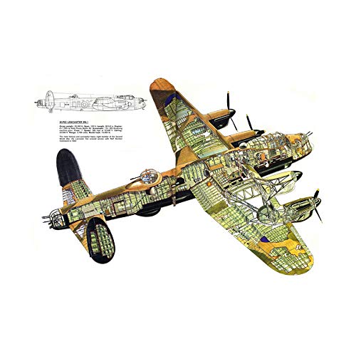 Wee Blue Coo War Plane Bomber Avro Lancaster Cutaway WWII UK Picture Wall Art Print