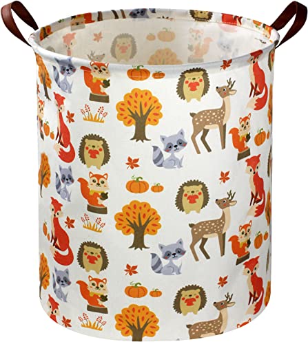 Image of Sanjiaofen Kids Laundry Basket,Woodland Laundry Hamper Collapsible Animal Storage Baskets for Kids Room Decor,Nursery Hamper,Forest,Toy Organizer,Boys and Girls.(Forest animal) …