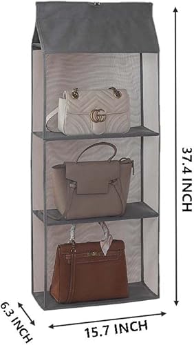 Miniatura 4 de kamuavni Paquete de 2 organizadores para colgar bolsos, plegables, no tejidos, para colgar en el armario familiar, dormitorio, ajuste universal de