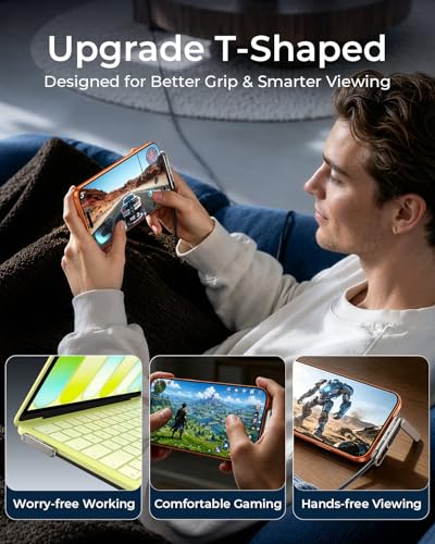 Image of 【2026 Upgraded】3-in-1 240W Invisible Stand Fast Charging Cable, Chubby USB A /C to USB C Cable, 90 Degree Type C Charger Cord (4ft) with Built-in Phone Stand, for iPhone 17 /16 Pro Max Galaxy S26 Ultra