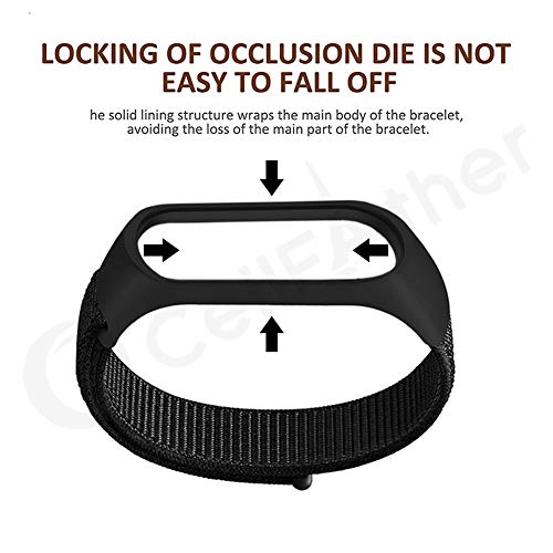 Image of CellFAther Nylon Wristband Strap Compatible for Mi Band 6 /5 /4 /3 Adjustable Sport Wristband Synthetic Fabric Strap (Black)