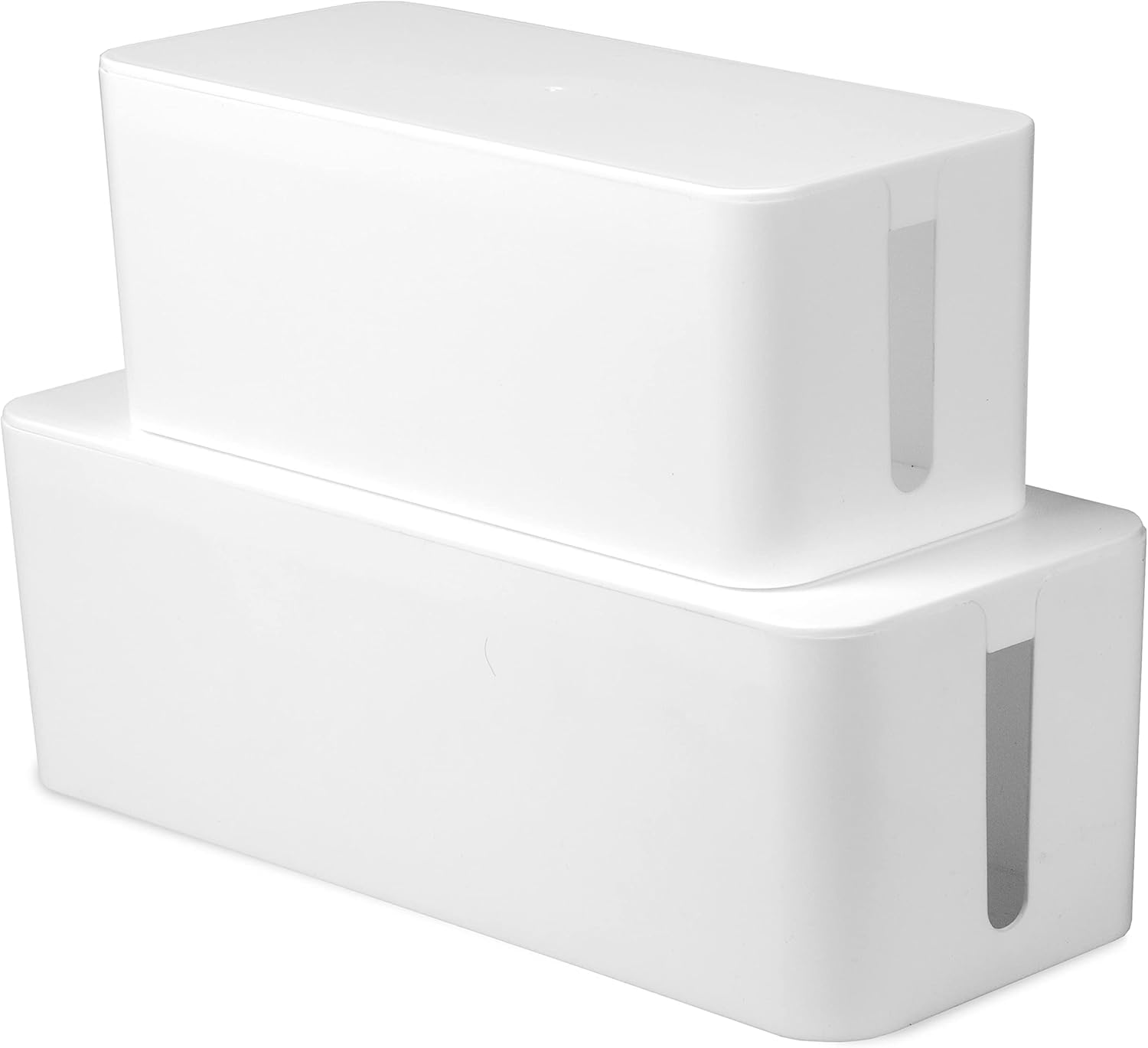 Juego de dos cajas de gestión de cables, caja organizadora de cables para ocultar el protector de sobretensiones en el escritorio o el suelo, caja organizadora de cables de computadora de TV con