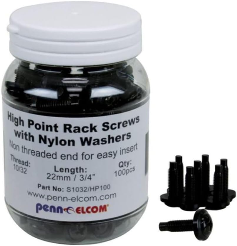 Penn Elcom S1032/HP/WA/100 High Point Rack Screws with Washers - Set of 100