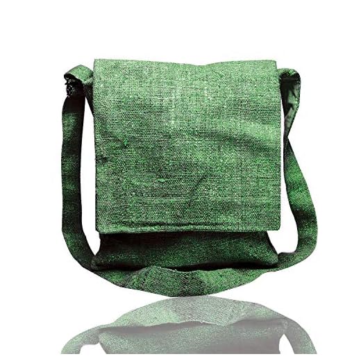 Core Hemp Crossbody Messenger Bag - Handmade Satchel Bags - Made From Organic Hemp - Over-the-Shoulder Sling Bag - Unisex (Green)