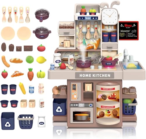 Image of Premium Kids Kitchen Playset (37 Pcs) Luxury Pretend Play Cooking Set with Realistic Sound & Lights, Stove, Sink with Running Water, Play Food & Accessories, Deluxe Toy Kitchen for Girls & Boys