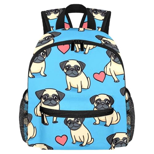 Sac à dos d'école enfants carlin bleu sac d'école primaire imperméable multicolore