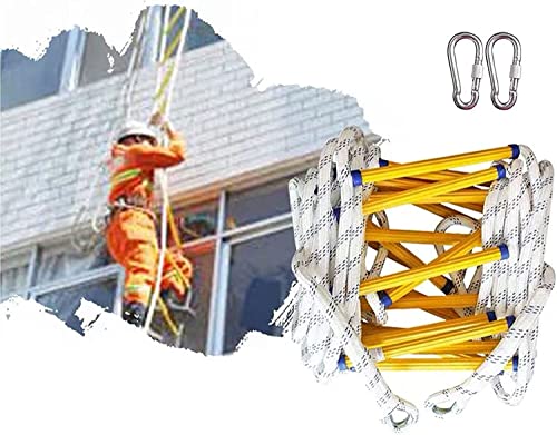 Échelle de corde de secours pour évacuer un appartement au deuxième étage avec balcon