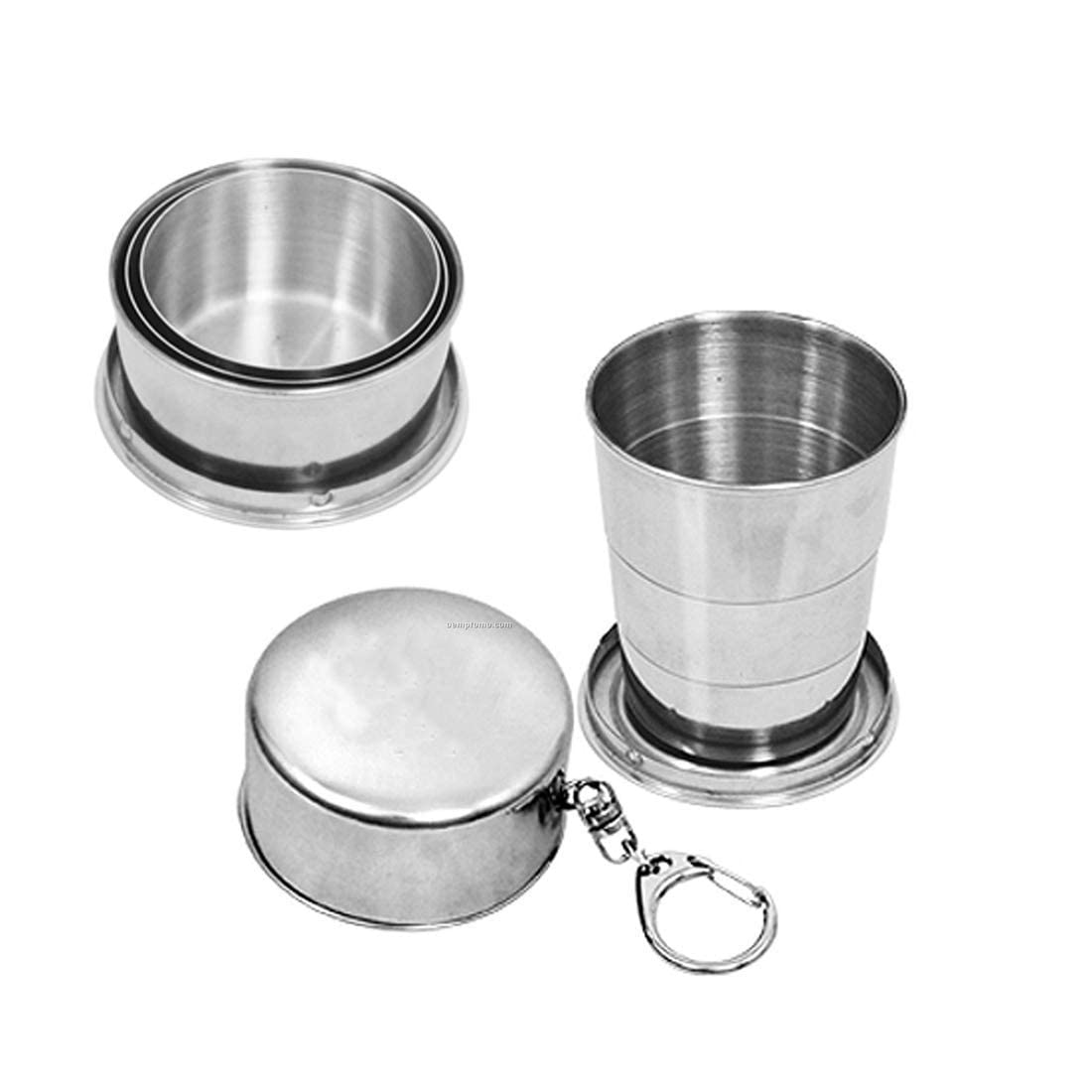 kunya® Portable Folding Stainless Steel Travel Camping Water Mug Cup Glass (Silver) Pack of 2-picture-18