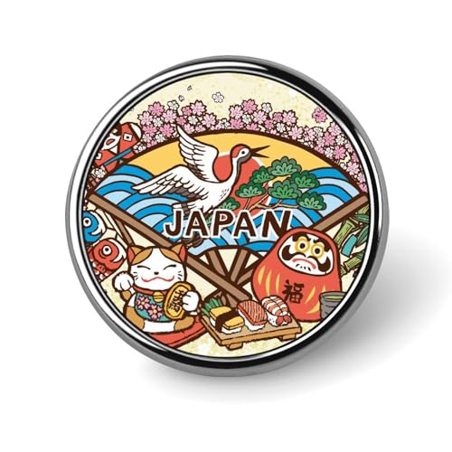 バッジ 円形 徽章 日本の旅 和風 鯉柄 招き猫 金運 缶バッジ 胸章 ピンバッチ ボタンブローチ 25mm おしゃれ ネクタイピン コレクション バッグ飾 帽子 胸飾り かばん掛け 工芸品 取付簡単 男女兼用 プレゼント