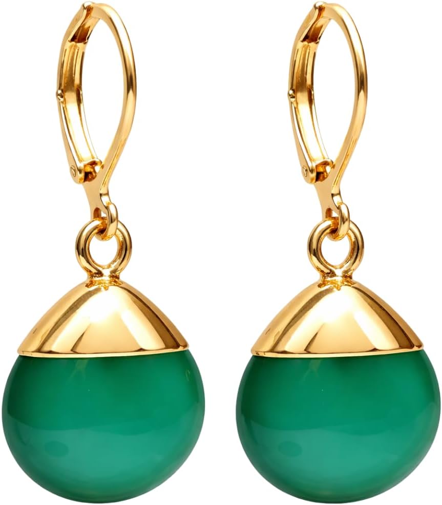 Gempires Gemstone Drop Earrings for Women Handmade Lightweight Gold Electroplated Dangle Earrings Hypoallergenic Boho Chic Jewelry Elegant Gift for Her Everyday Fashion Accessory