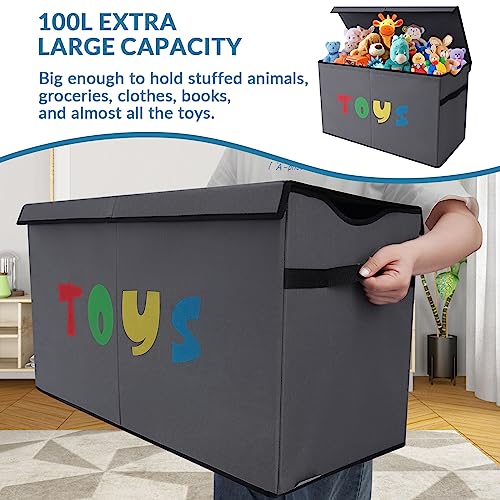 image for YOLOXO Toy Box Chest, Collapsible Sturdy Storage Bins with Lids, Extra