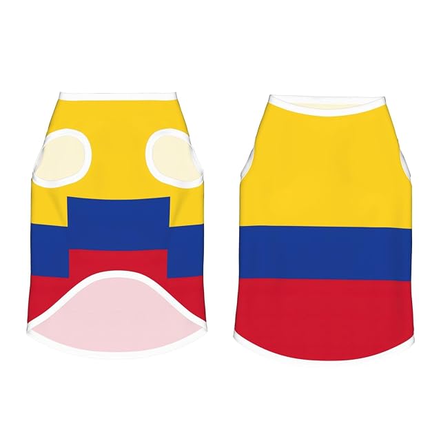 Foto 2 de 8 de Camiseta estampada con la bandera de Colombia para perro, camisetas elásticas de algodón suave sin mangas