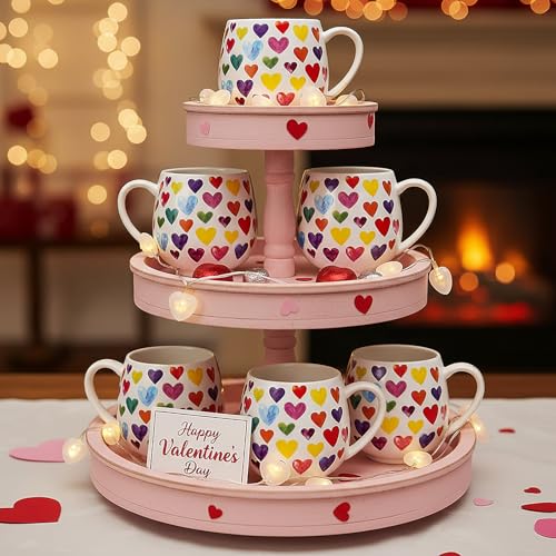 Set de 6 tazas de café de cerámica en forma de corazón miniatura 1