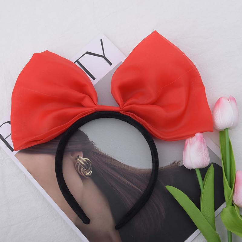 Red Bow Bowknot Headband for Women Halloween Christmas Hair Accessories Bow Hairband Red Bowknot Hairbands for Women Hair Hoop Halloween Headband for Cosplay Party Christmas - Image 2