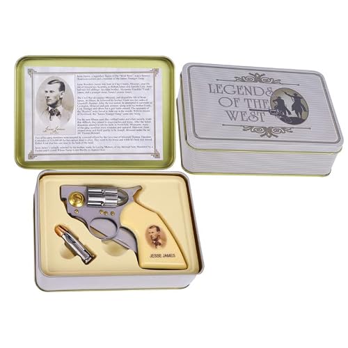 Trendy Zone 21 Folding Jesse James Folding Knife, 7.5 inch Open Pocket Knife with Printed Portrait of Jesse James| Comes with Small Knife 2.75\" long (Open) with a printed Collectible Tin Box - Thumbnail 2