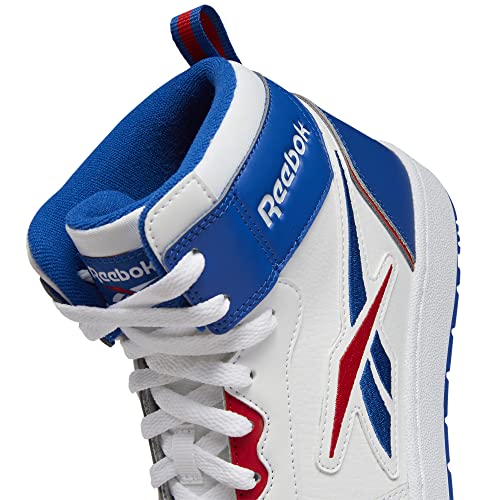 Reebok Unisex Resonator Mid Basketball Shoe, White/Vector Blue/Vector Red, 10.5 US Men