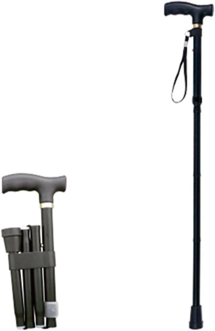 Black Adjustable Folding Walking Stick Cane Premium Quality Lightweight Non Slip Unisex Best Mobility Aids for Seniors Disabled and Elderly