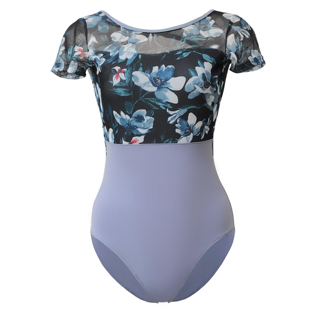 ROYAL SMEELA maillot ballet manga corta adulto maillot bailarina mujer body baile mujer maillot de danza ballet body de ballet espalda body danza ballet maillot gimnasia body bailarina Impreso