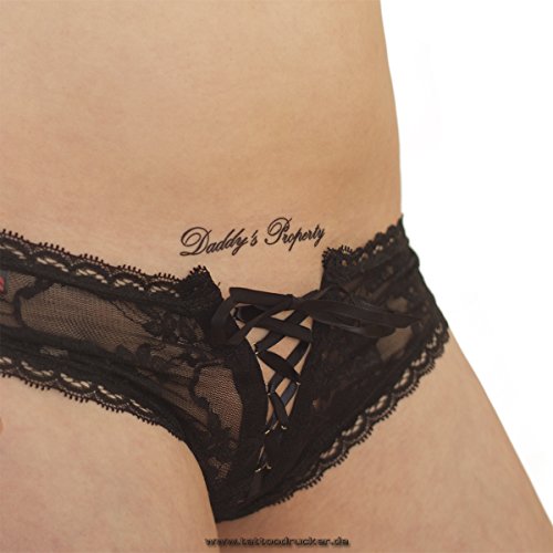 2 x Daddy's Property - Lettering Black Tattoo - Temporary Kinky Body Sticker (2)
