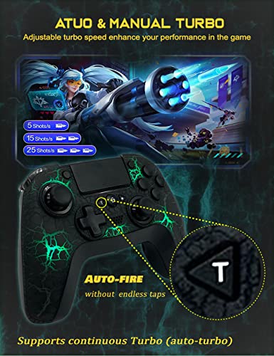 Image of TJPD 2-Pack Wireless Controller for PS4 /Pro /Slim & PC，2 Programmable Rear Buttons, RGB Lighting, 1000mAh Battery, Dual Vibration, 6-Axis Gyro, Built-in Speaker & Audio Jack (Blue)(Black)