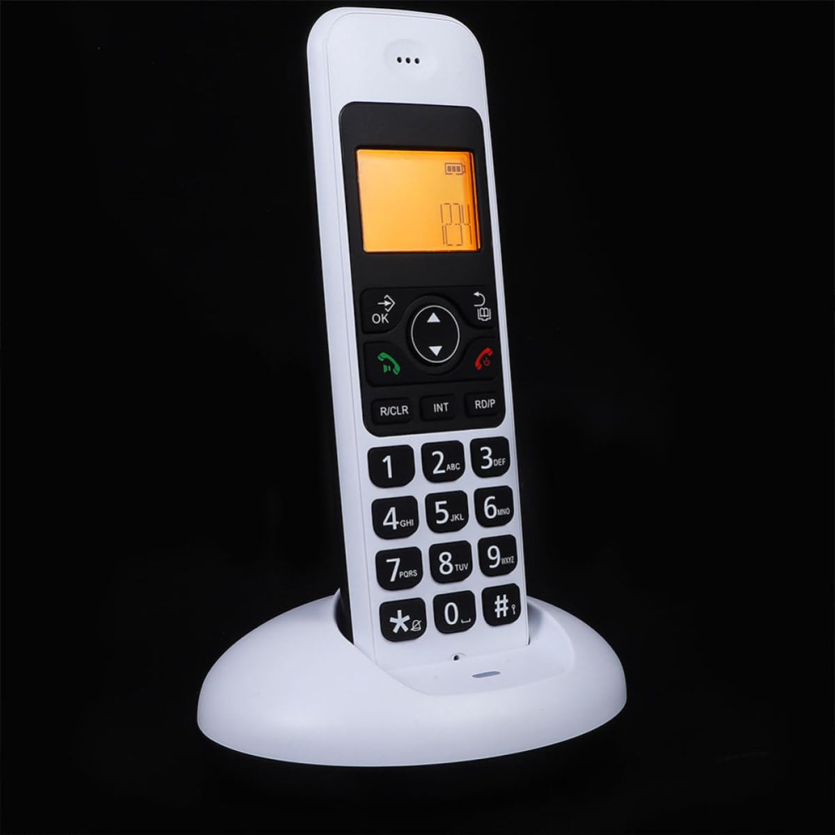 Telefono Cordless Digitale a Tasti Grandi, Telefono di Casa Senza Fili Espandibile, Bianco, Display LCD, ABS, per Casa e Ufficio, per Anziani e Ipovedenti