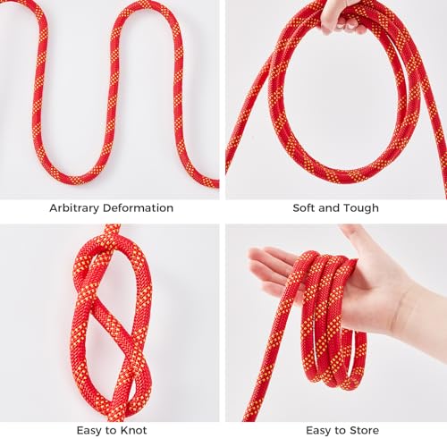 3/8 Inch 120ft Double Braided Polyester Arborist Rope, Heavy Duty Nylon Rope for Anchor, Tree Work, Cargo, Pulling, Sailing(Red) - Thumbnail 7