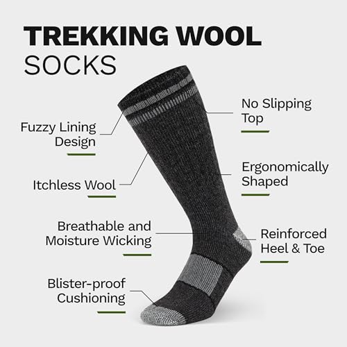 Image of Alvada Mens Merino Wool Crew Socks Thermal and Warm Socks for Winter Work Hiking Running 3 Pairs