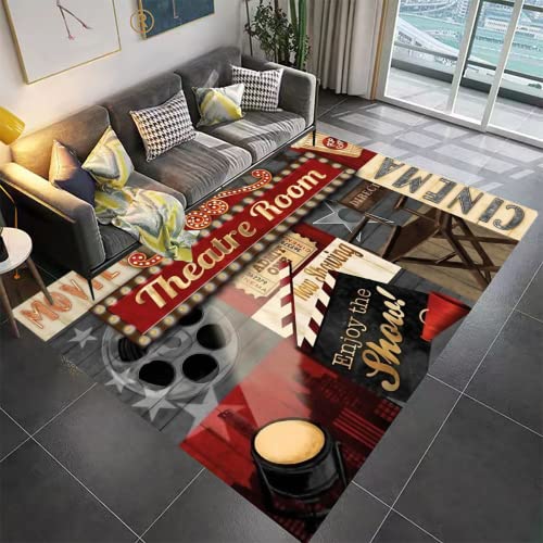 Home Theatre Ticket One Movie Area Rugs Floor Carpet Comfort Rug Welcome Doormat Door Mats Decorator For Front Door Living Room Kitchen Bedroom Garden 5'X7' #TOP2