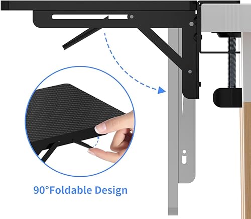 Miniatura 4 de suptek Bandeja extensora de escritorio ergonómica, 9.5 x 9.1 pulgadas, abrazadera en la mesa, soporte para reposamuñecas, reposabrazos plegable de