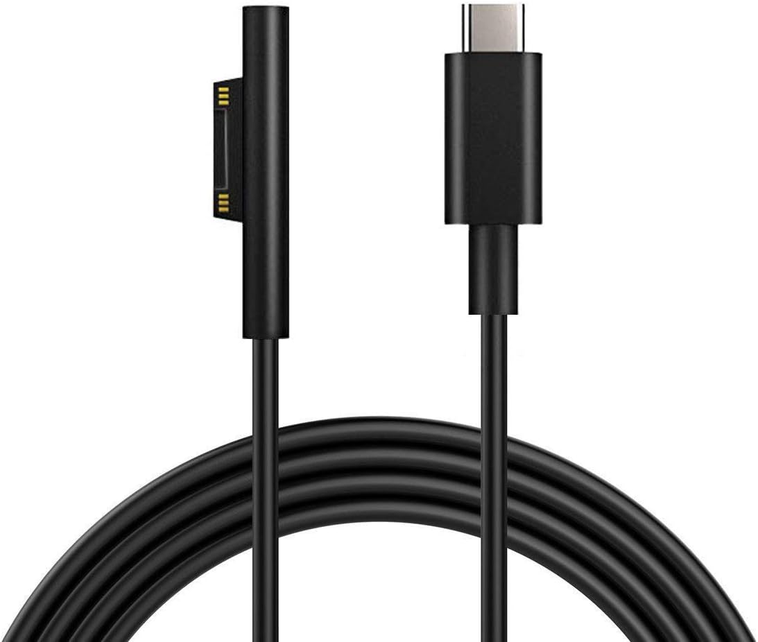Sisyphy 6ft Surface Connect to USB-C Charging Cable, Compatible for Microsoft Surface Pro7 Pro6 Pro5 Pro4 Pro3 Laptop 1/2 GO Book, Must Works with Power Supply 45W 15V USBC Charger
