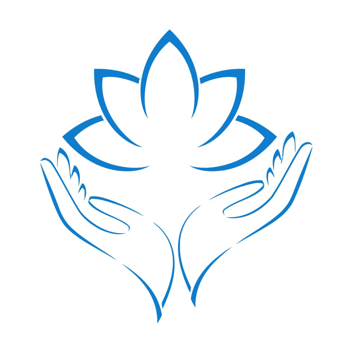 Engraving Decals Lotus Flower Hands Opened Palms Meditation 81x86.3cm Art Mural Painting Extra Large Blue