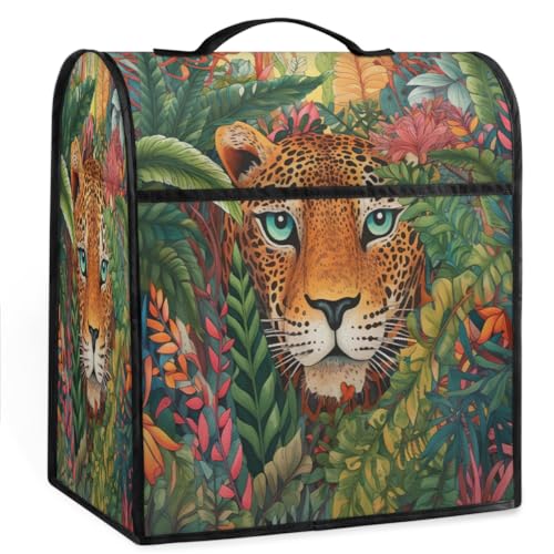 Coffee Maker Cover Tropical Rainforest Leopard Kitchen Appliance Covers Small Appliance Covers Blender Cover Juicer Cover Dust Covers for Kitchen Appliances with Top Handle and Pockets,Washable,B164